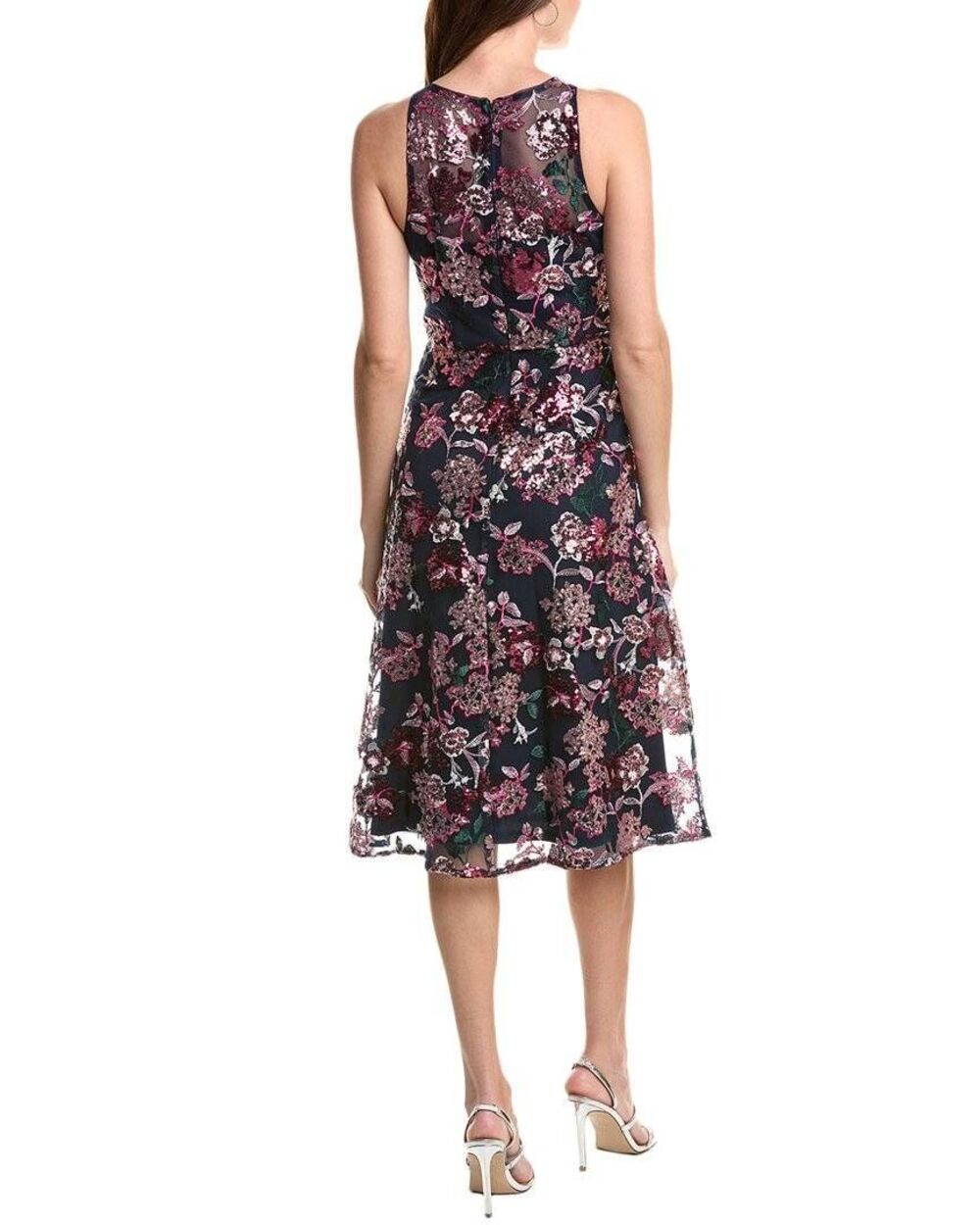 NWT Adrianna Papell Plus Size US 18 (XL) Embroidered Sequin Midi Dress - Picture 2 of 2